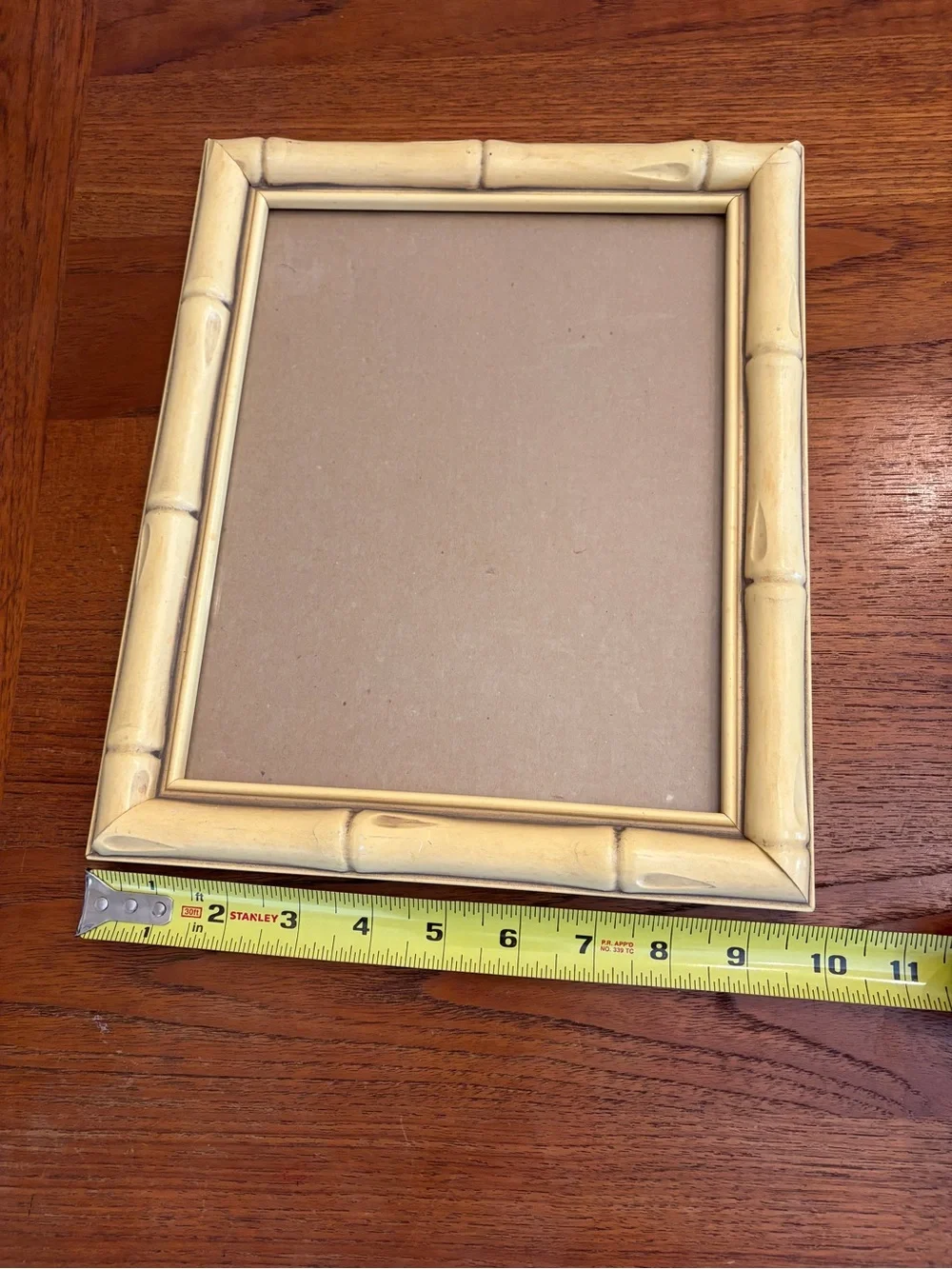Vintage MCM Faux Bamboo yellow Picture Frame Original Glass 10x12